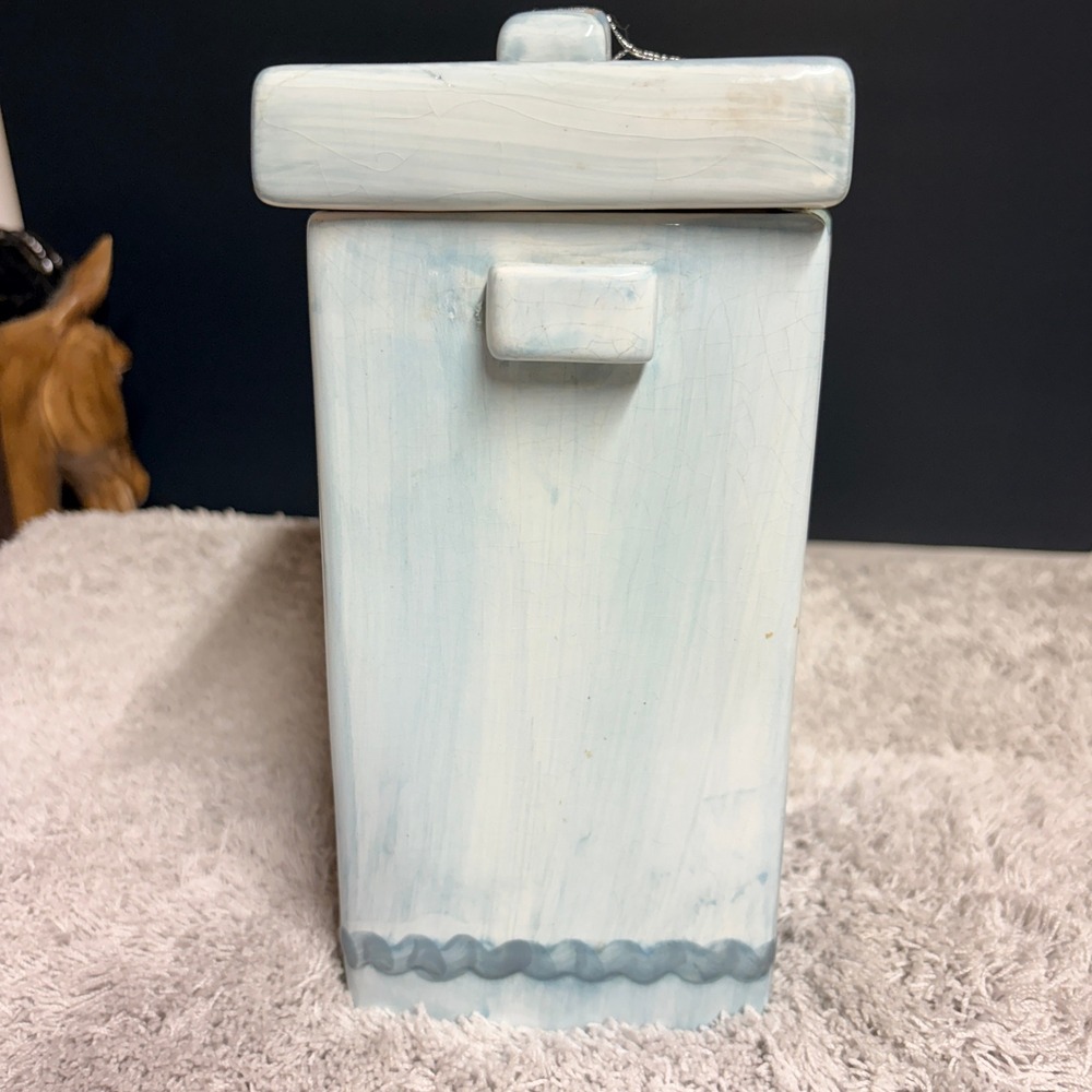 MSRF Inc Vintage Blue White Ceramic Cookies Jar with Lid 1990's Cotttagecore - Picture 3 of 16